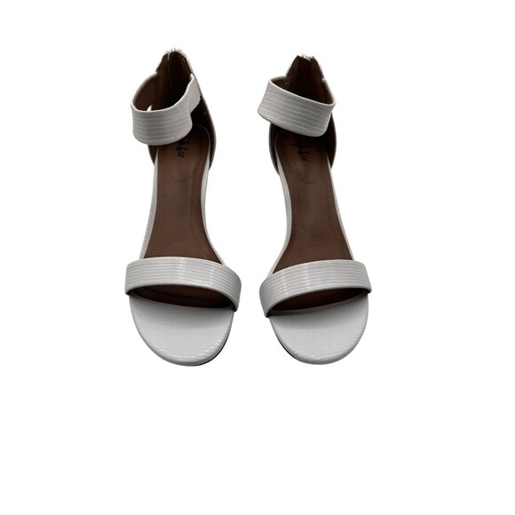 Style & Co Size 10 Ankle Strap Heels Faux Leather Open Toe Sandals Back Zipper - Picture 6 of 11